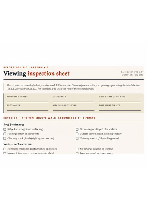 Viewing Inspection Sheet